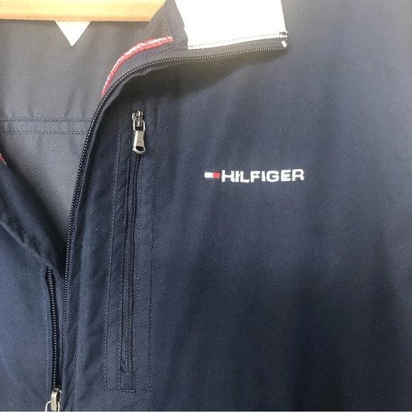 Tommy Hilfiger Men’s Jacket Blue Tan M Zipper Front Pockets Vent Holes - Picture 7 of 11